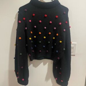 FARM Rio Pom-Pom Black Sweater